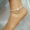 Bohemian Mother-of-Pearl Heart Pendant Handmade Seed Bead Anklet for Women