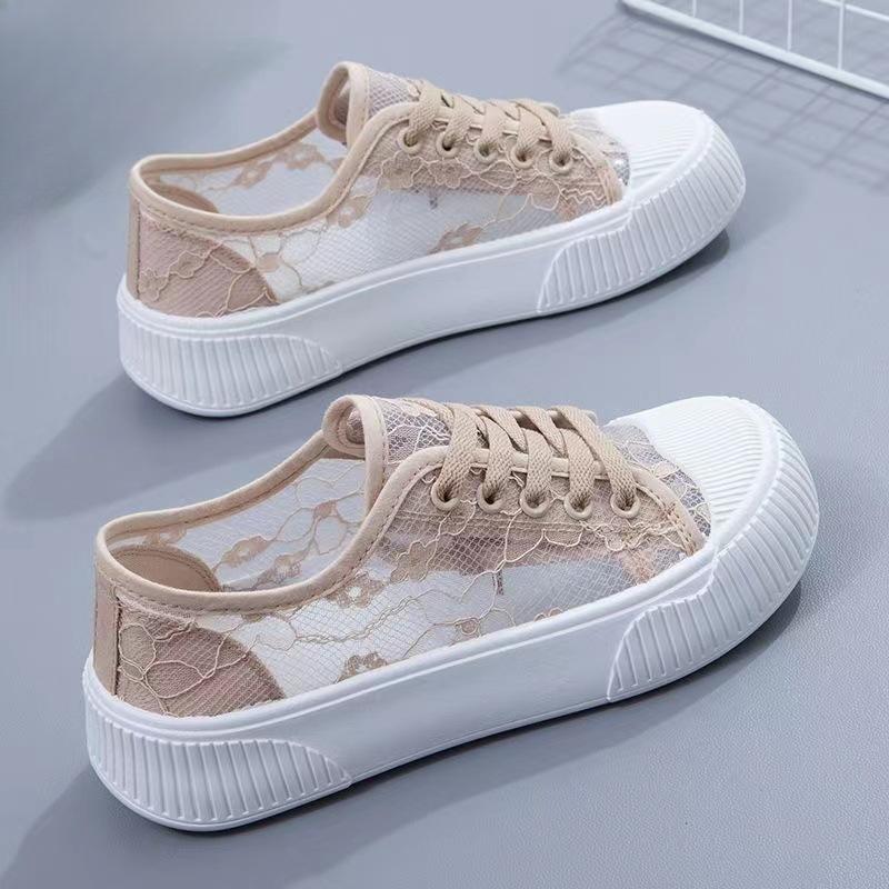 New Women's Thick-soled Breathable Shoes with Hollowed-out Thin Design Versatile Casual Sports Board Shoes