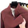 Men's Double-Sided Fleece Half-Zip Sweatshirt, Long-Sleeve, Warm Casual Base Layer for Autumn/Winter