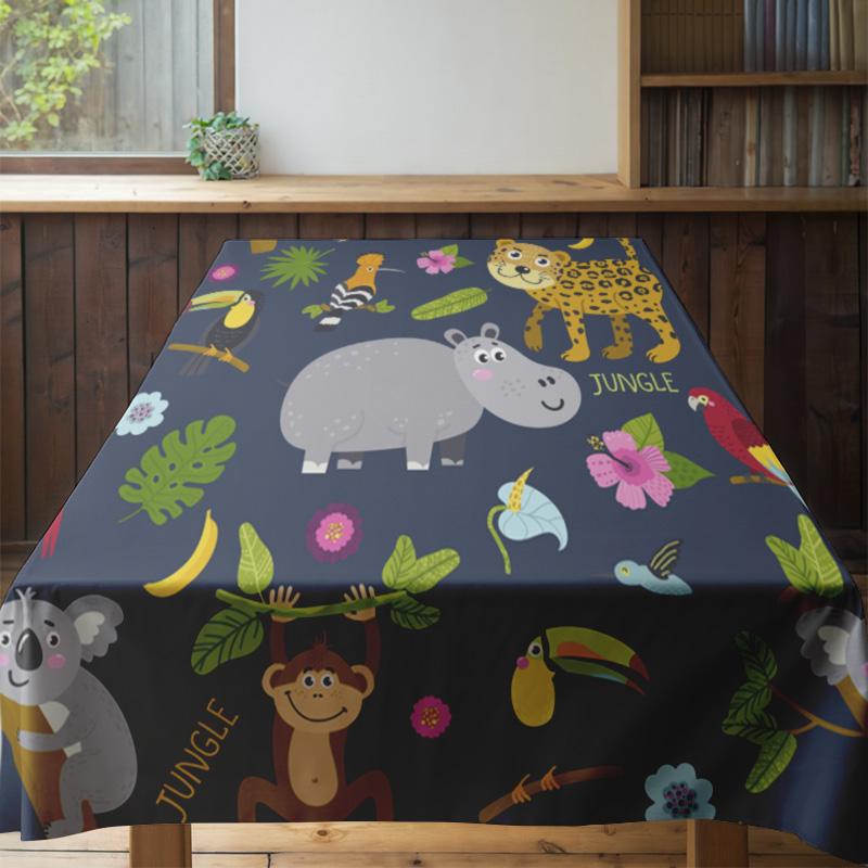 Animal-themed Tablecloth Jungle Party Decoration for Dining Room Furniture