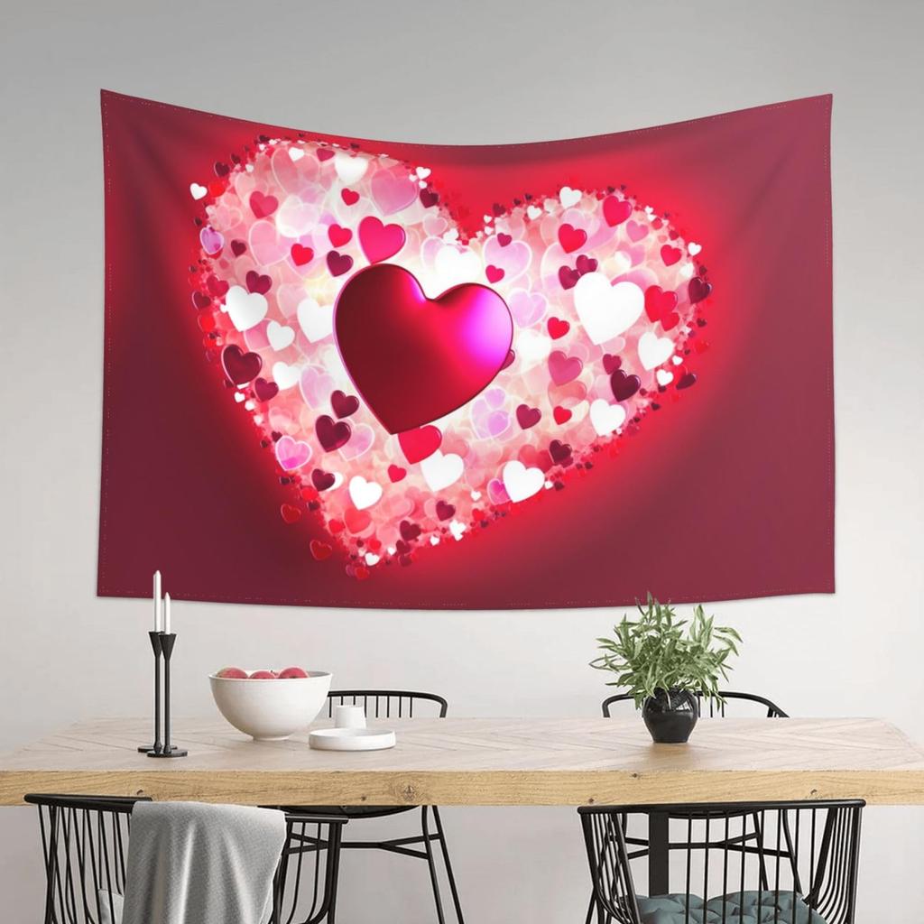 Red Love Heart Rose Flower Tapestry Romantic Sweetheart Tapestry Home Living Room Dorm Bedroom Aesthetics Decoration Tapestries
