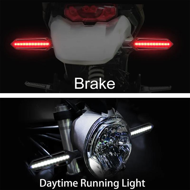 Universal Motorcycle Turn Signals LED Light 12V 10mm Flowing Water 24LED Blinker Light with Built-in Relay Flashing Indicator