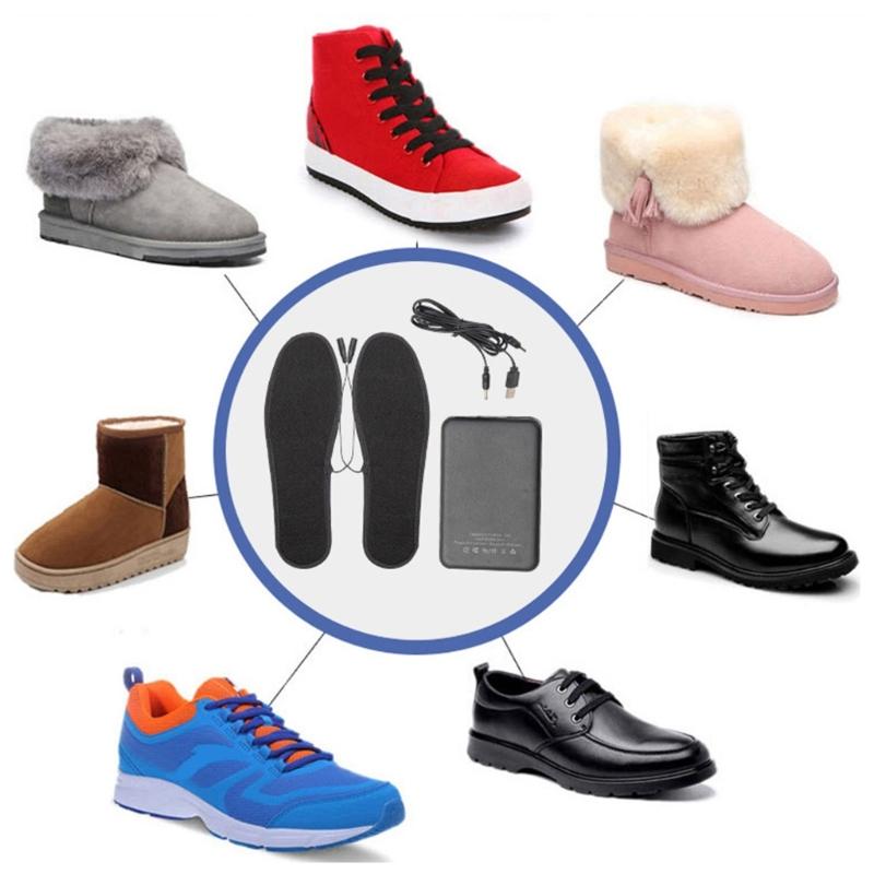 USB Heated Shoe Insoles Feet Warm Sock Pad Mat Electrically Heating Insoles Washable Warm Thermal Insoles 35-44 yards