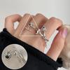 Korean S925 Silver Cross Military Flower Ring: Retro, Adjustable, Fashionable Hip-Hop Index Finger Design for Women.
