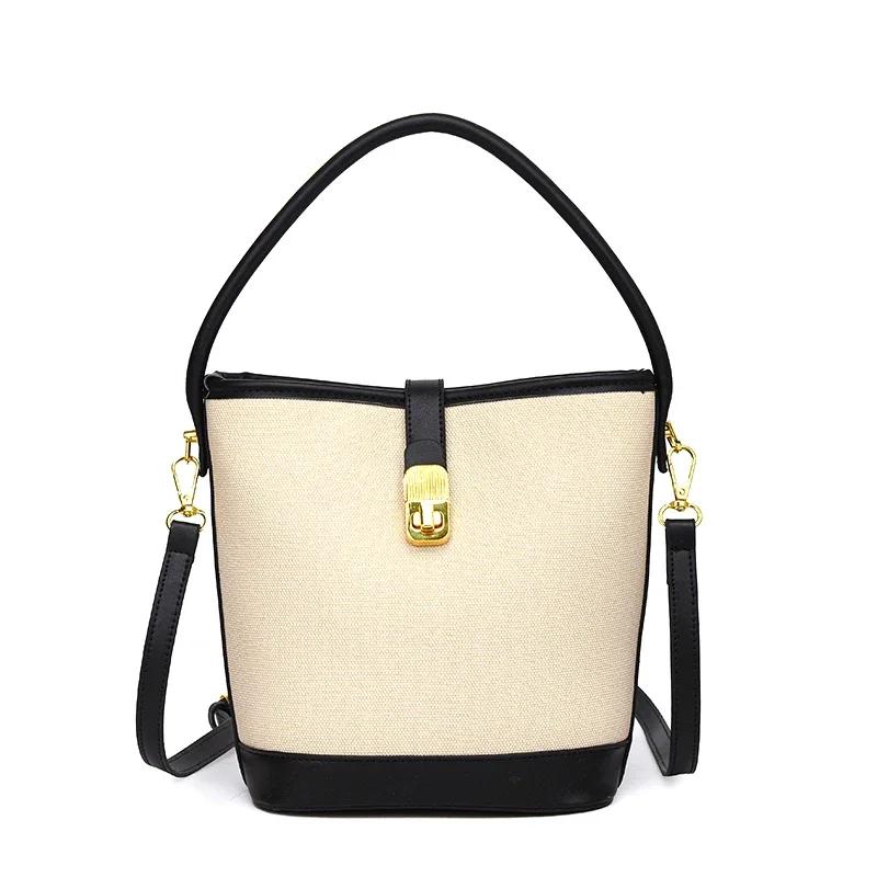 

Light Luxury PU Zipper Buckle Bucket Shoulder Bag Fashion Casual Large Capacity Handbag Youth Bags for Women