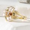 Aesthetic Inlaid White CZ Enamel Flower Women's Ring Trendy Gold Color Hand Carving Daily Wear Party Jewelry Anniversary Gift