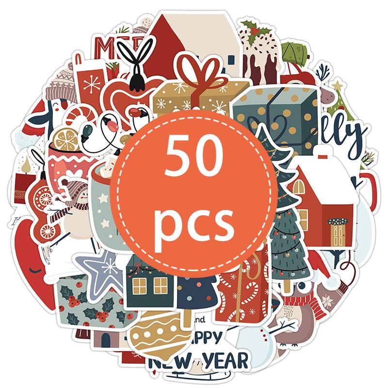 High-Standard 50Pcs Top-Grade Cute First-Class Christmas Premium-Quality Stickers First-Class Vintage Top-Grade Santa Superior-Grade Claus