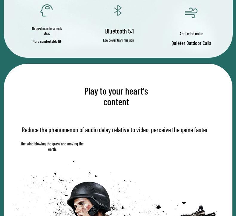 Grenzüberschreitende kabellose Bluetooth 5.0 Sport-Kopfhörer: Doppelter Nackenbügel, In-Ear-Design mit starkem Bass zum Laufen