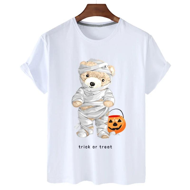 Funny Bear Print Tshirt Women Fashion Cartoon Harajuku Casual T-shirt Female Summer Short Sleeved Top Tees Unisex T Shirt