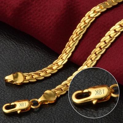 Fine   Copper 5MM 18K Gold Figaro Chain Necklace For Women Men Boy Fashion Wedding Engagement Jewelry Gifts Choker