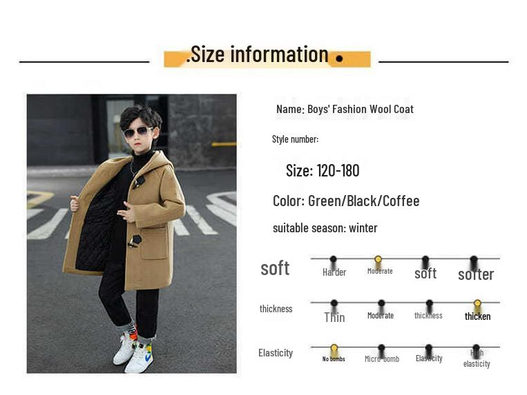 Boys' Woolen Coat 2025: New Autumn/Winter Cotton-Blend Korean Style Trendy Overcoat