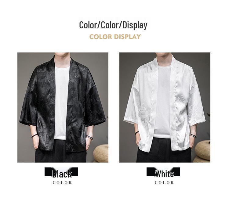 Men's Chinese Dragon Pattern Sun Protection Cardigan - Lightweight Summer Ethnic Style Cloak