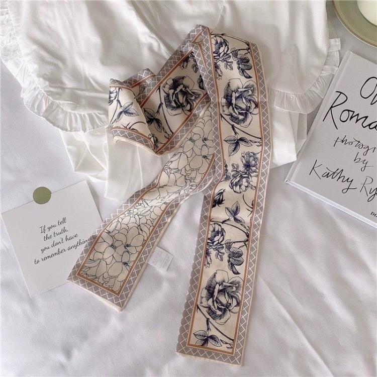 Silk Scarf Headband French Braided Hair Ribbon Versatile Ponytail Streamer Headgear Bag Decoration