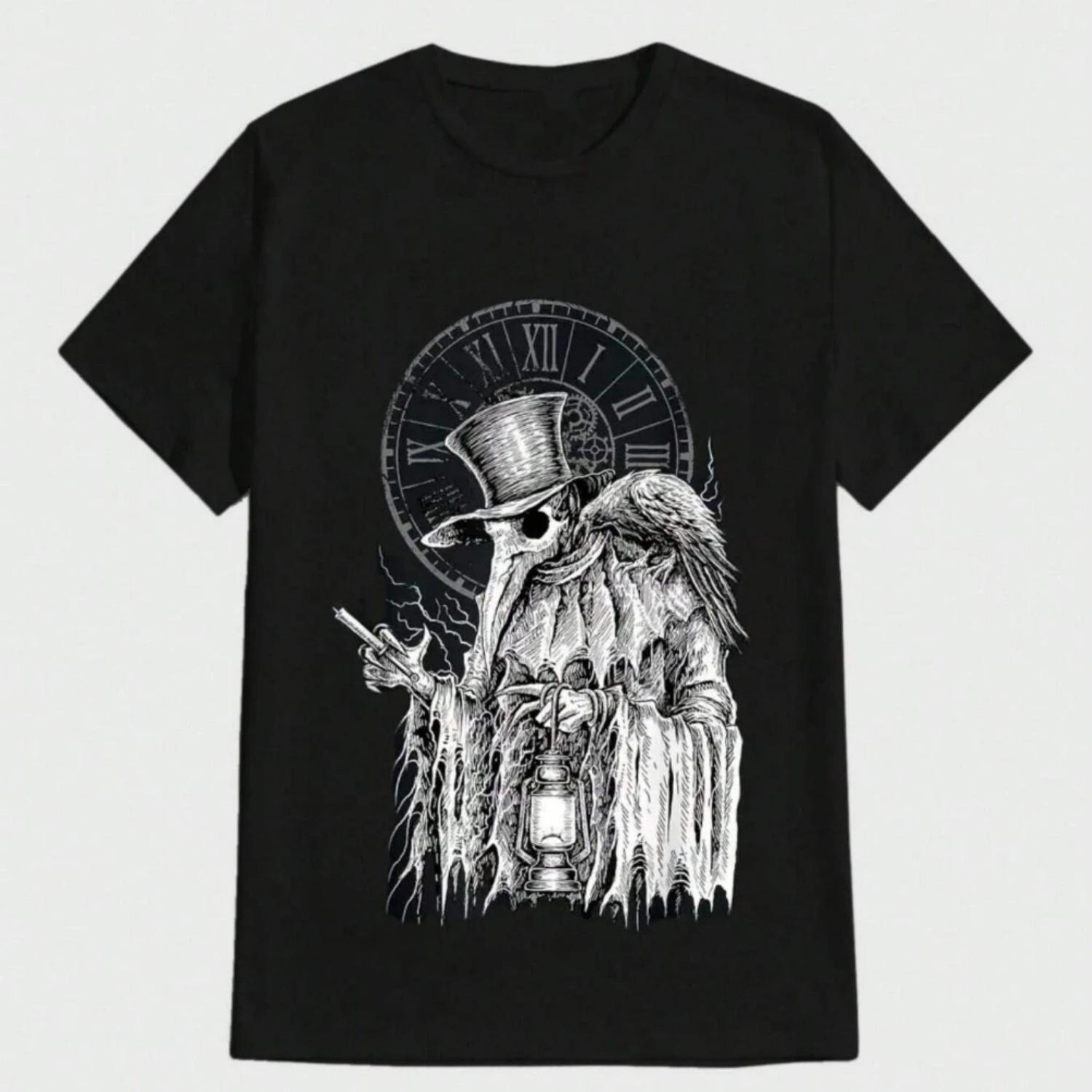 

2025 New Horror Monster Print Casual Digital Print Pure Heavy Cotton T Shirt Short-sleeved s T-shirt Daily Breathable Tops XXXXXL чорний