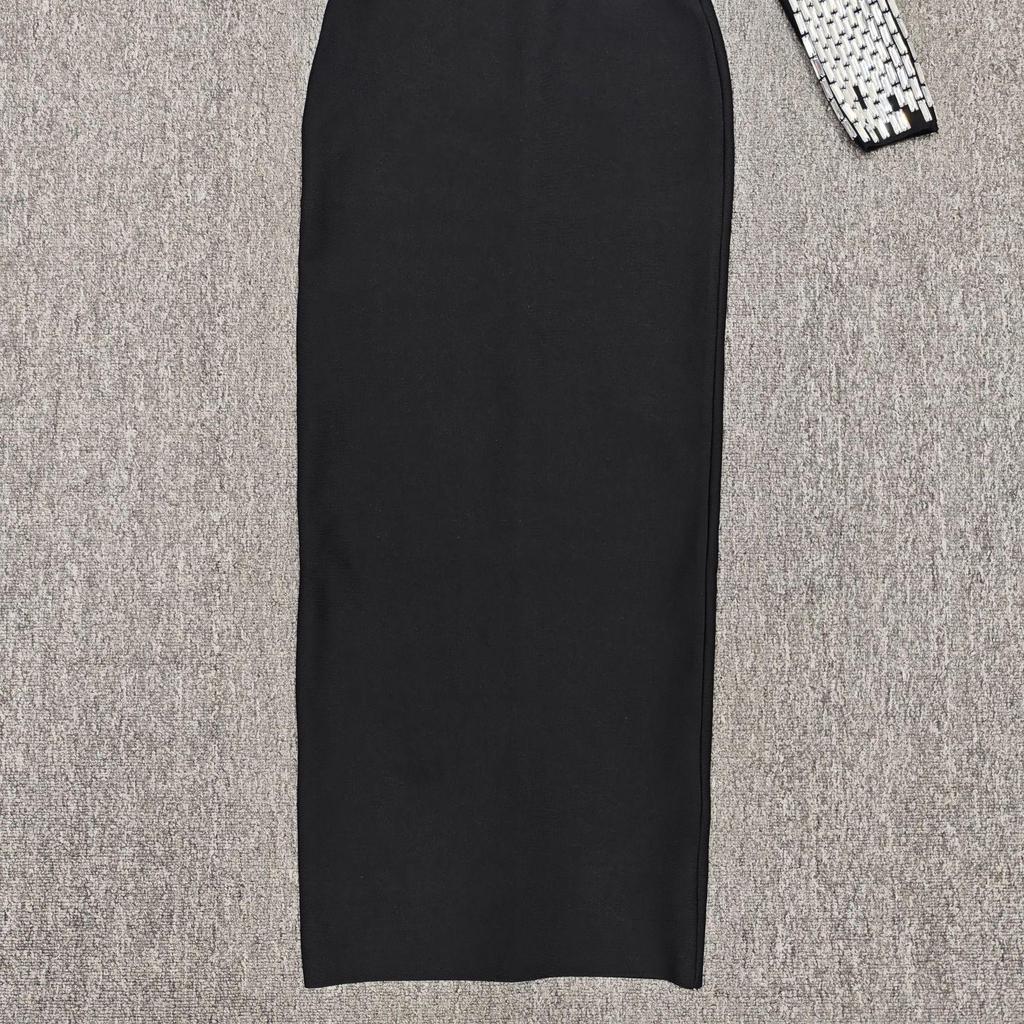 Rochie Bodycon Bandaj Europeană & Americană cu Strass-uri, pe un umăr