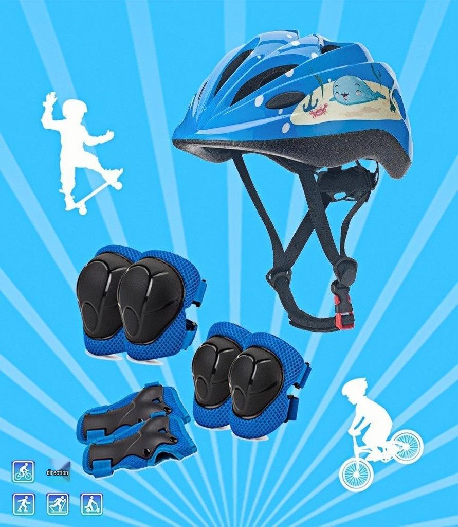Set de Equipo de Protección de 7 Piezas para Niños: Patinaje sobre ruedas y patinaje sobre hielo, Bicicleta de equilibrio, Bicicleta - Incluye Casco, Rodilleras y Coderas.