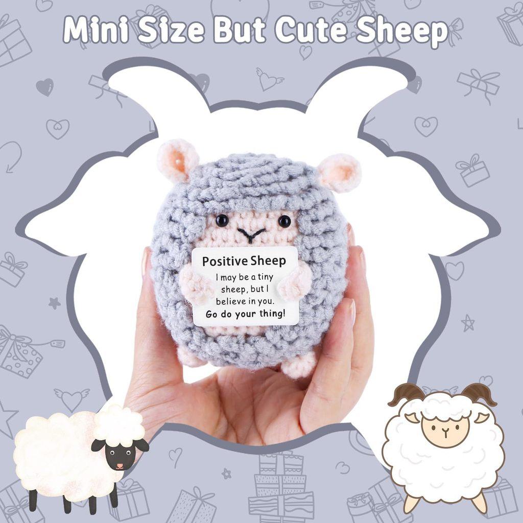 Easter Lamb Positive Crochet Animals Doll With Card Desktop Ornament Emotional Support Handmade Knitted Cheer Up Toy