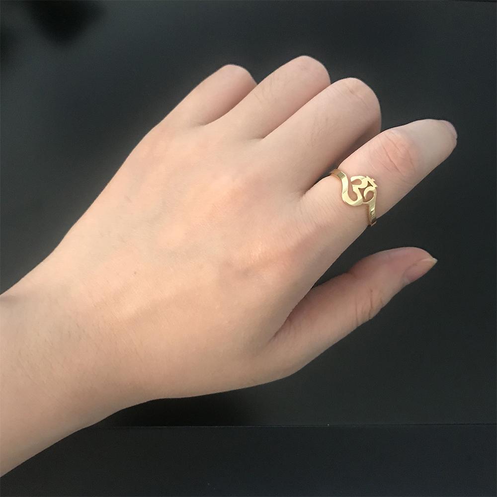 Skyrim Buddhism Indian Yoga Om Finger Rings for Women Stainless Steel Mandala Gothic Talisman Amulet Casual Ring Jewelry Gift