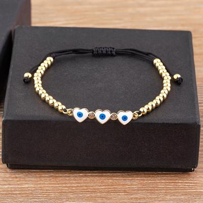 

Nidin Adjustable Handmade Braided String Bracelet Women Men Turkish Evil Eye Heart Shape Bangle Couple Lucky Wedding Jewelry белый