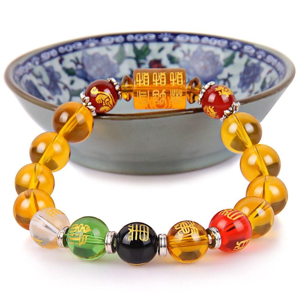 Buddhism Luck Wealth Bracelet Colorful God of Wealth Beaded Bracelet Feng Shui Bracelet  Women