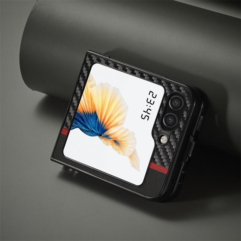 For Samsung Z Flip 6 Ultra thin Carbon Fiber Leather Case For Samsung Z Flip 5 4 3 Z Fold 6 5 4 3 5G Case