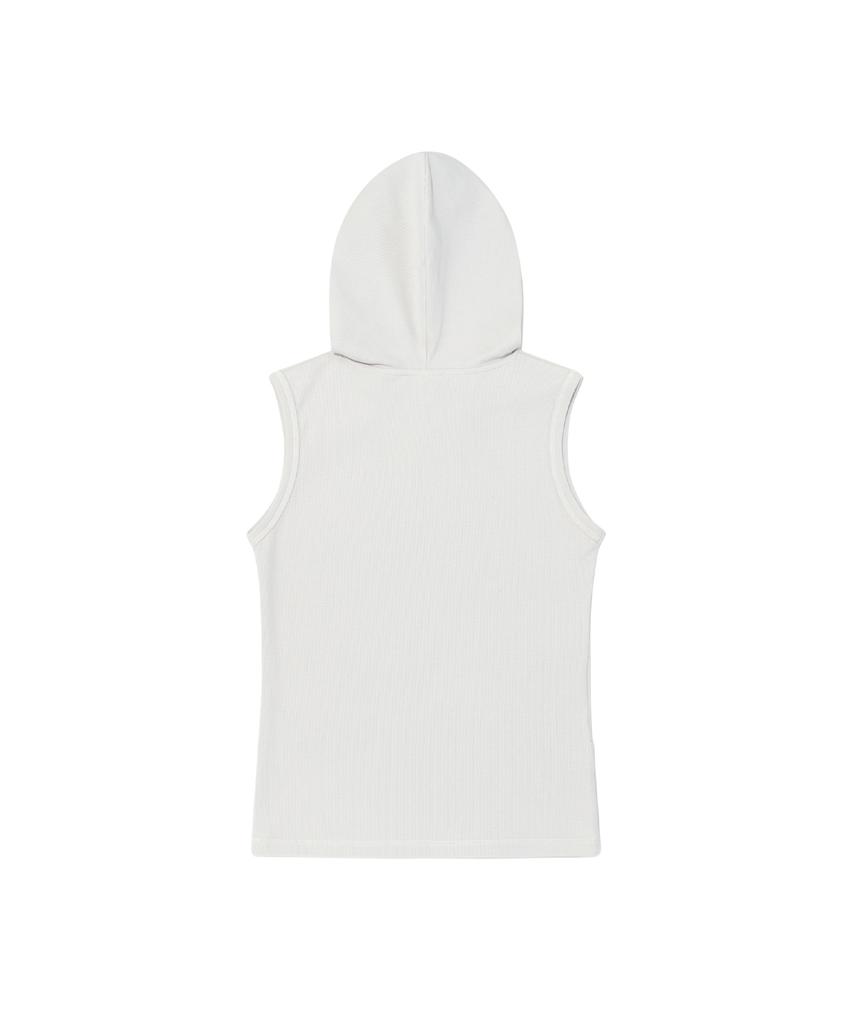 THE COLDEST MOMENT (W) Tcm Henley Neck Hooded Sleeveless T (Light Gray)