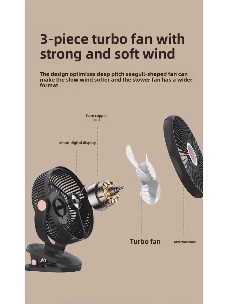 8-Inch USB Atmosphere Light Clip Fan: Silent, High-Wind, Ideal for Home or Office Desktops.