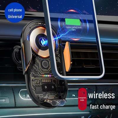 Clip magica Q18: Caricabatterie per auto e supporto per telefono wireless trasparente con chiusura automatica e supporto per la navigazione