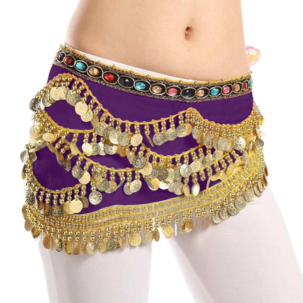 Women's High Waisted Sexy Sequined Half Skirt Waist Accessories Sequined Belly Dance Waist Scarf