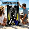 Personalisierbares Strandtuch mit individuellem Namen und Collingwood Magpies Print, für Reise, Camping, Strandparty, Heimdekoration, Geburtstagsgeschenk für Familie & Freunde