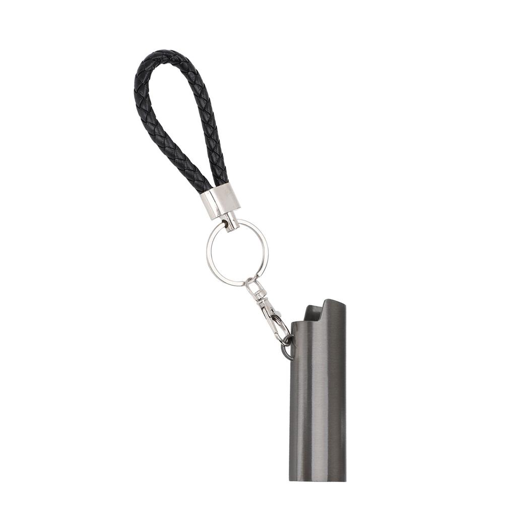 Lighter Holder Keychain with Spring Clip Aluminum Alloy Portable Lighter Case Sleeve Keychain for Outdoor Grey
