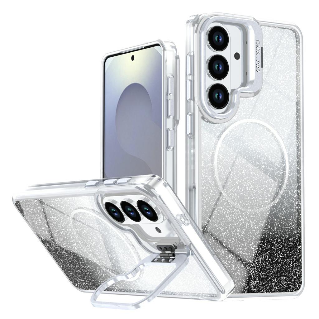 For Samsung Galaxy S26 Magnetic Case Gradient Glitter Shockproof TPU PC Phone Cover