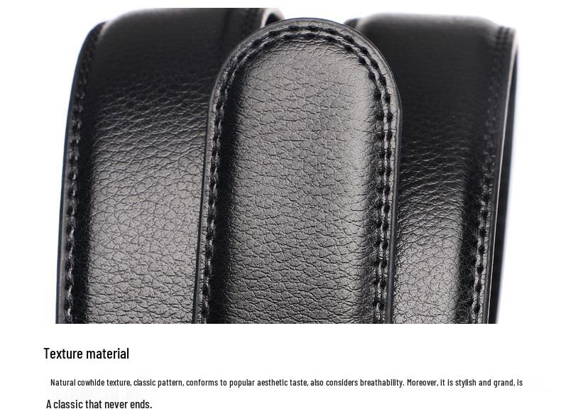 Men's Casual Anti-Pull 3.5 Automatic Buckle Two-Layer Cowhide Belt
