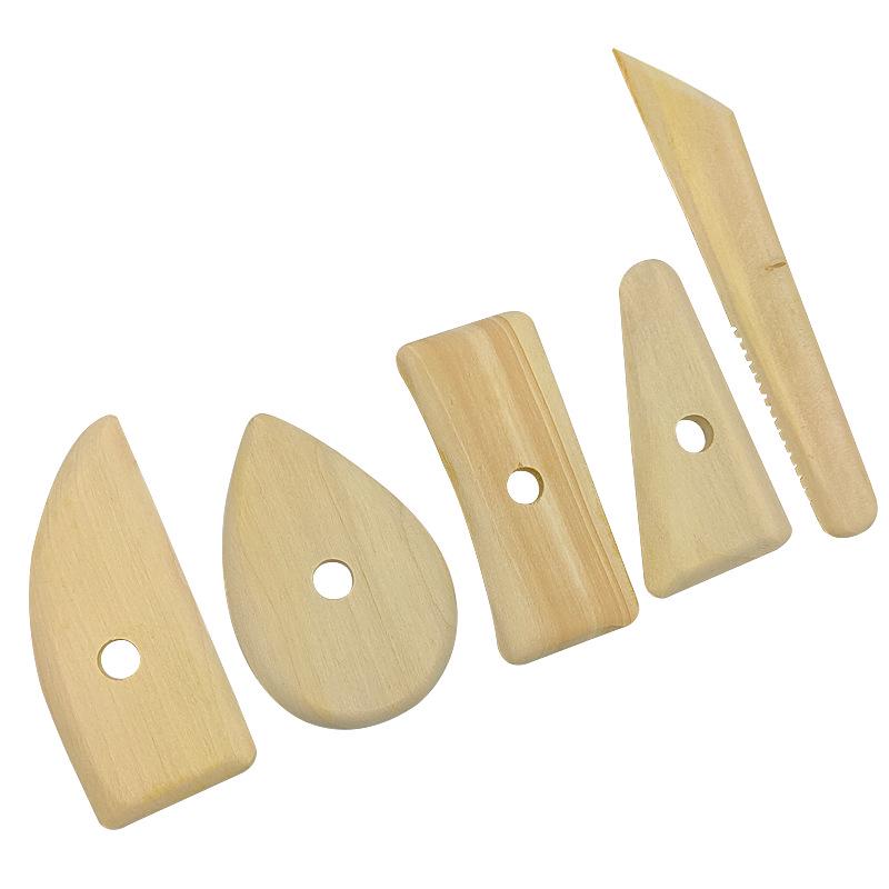 5-Piece Boxwood Scraper Set for Clay and Polymer Sculpture
