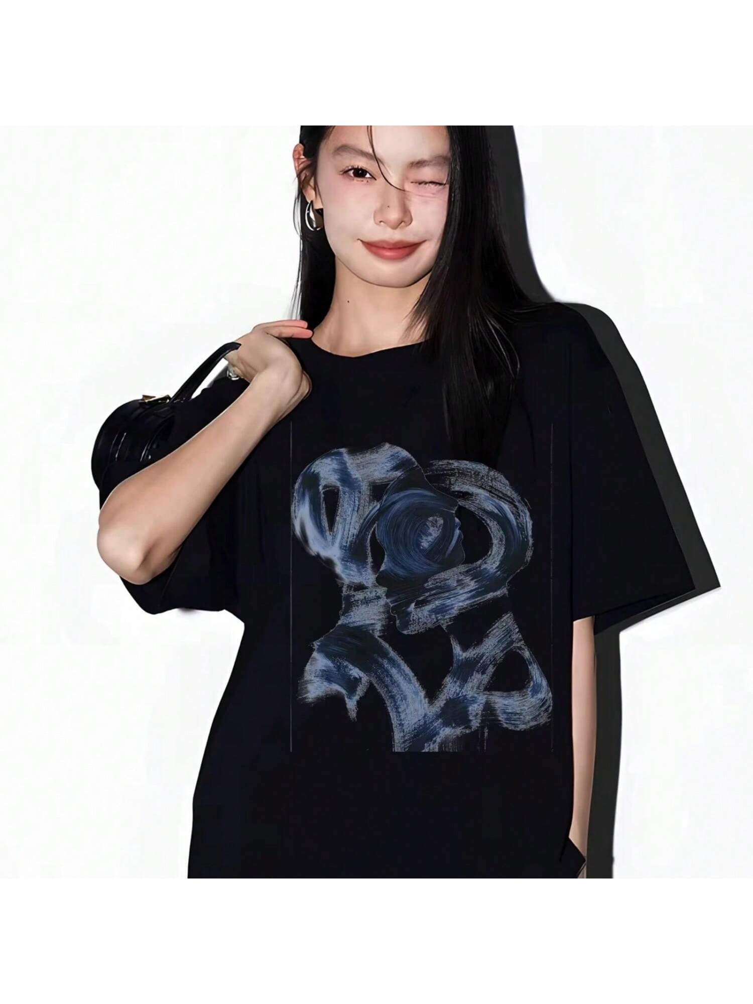2025 Korean And Japanese Harajuku Plus Size Street Wo Art Printed T-Shirt And Wo Short Sleeved Y2K Top T-Shirt S разноцветный