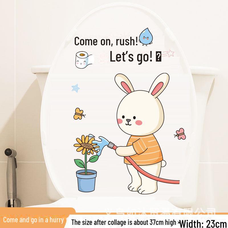Waterproof Cute Cat Toilet Cover Stickers - Funny, Self-Adhesive, Personality Decor for Bathroom Walls