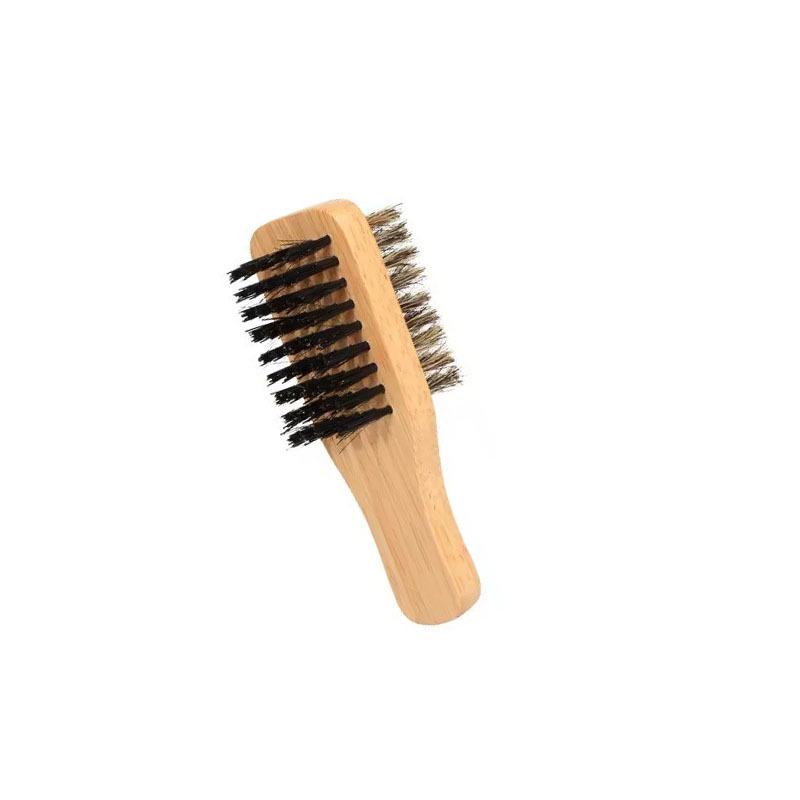Double-Sided Beard Brush: Solid Wood & Pig Bristle Comb for Shaving and Grooming