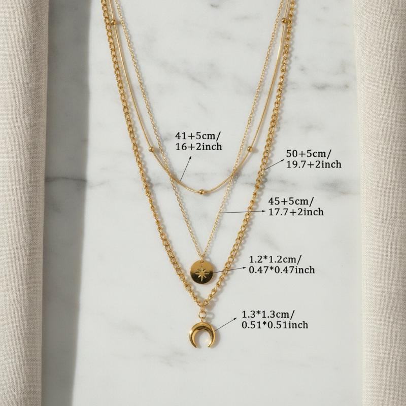 1Pcs Stainless Steel Star Coins Moon Charms Necklace For Women Girls Fashion Clavicle Chain Choker Jewelry Birthday Gift