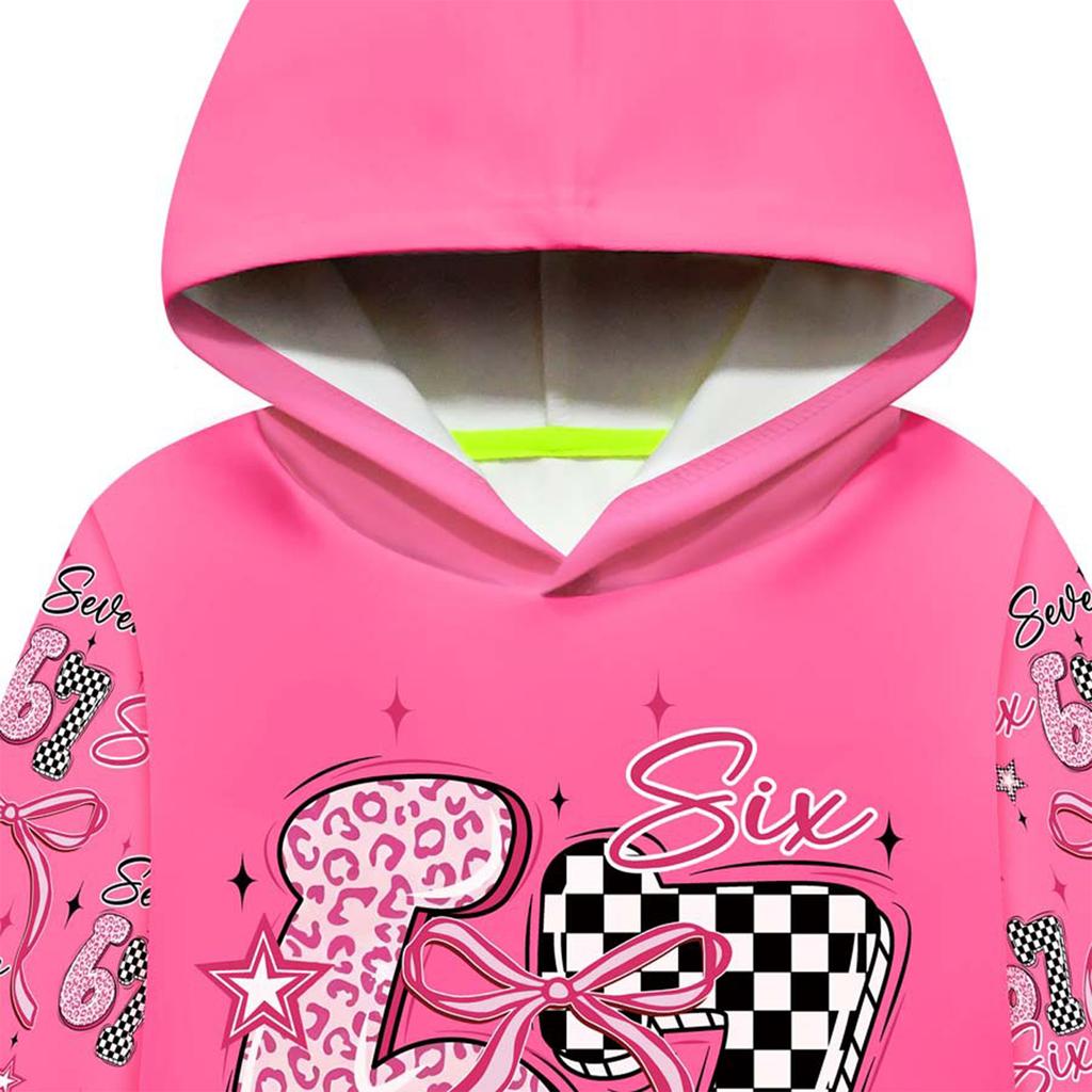 Modna dziecięca bluza z długim rękawem, nadrukiem i kapturem, luźna, dopasowana