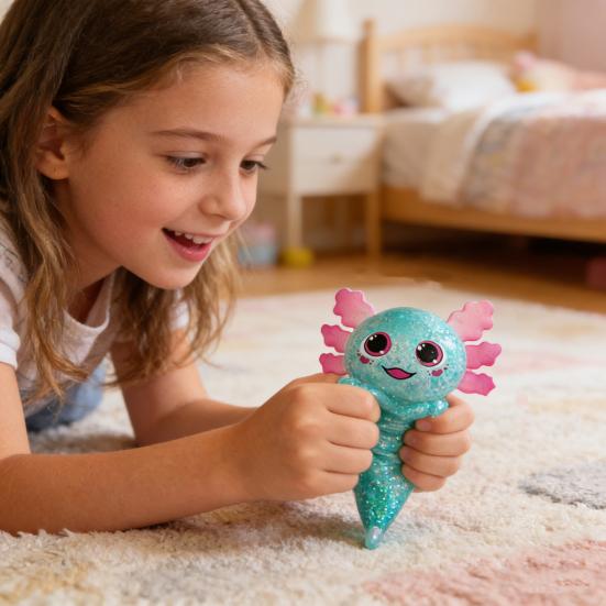 Glittery Salamander Squeeze Toy Soft Slow Rebound Stress Relief Fidget with Transparent Glitter Cute Decompression Gift