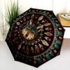 Indian - Style Wolf  Pattern, Automatic Folding Umbrella, Portable and Foldable Design, 8 Ribs, a Christmas or Birthday Gift.