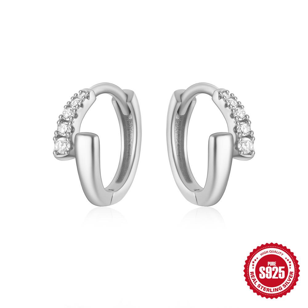 

Легкая роскошь S925 стерлинговое серебро геометрический крест микро-инкрустация нишевый дизайн универсальные серьги серьги 925 Silver