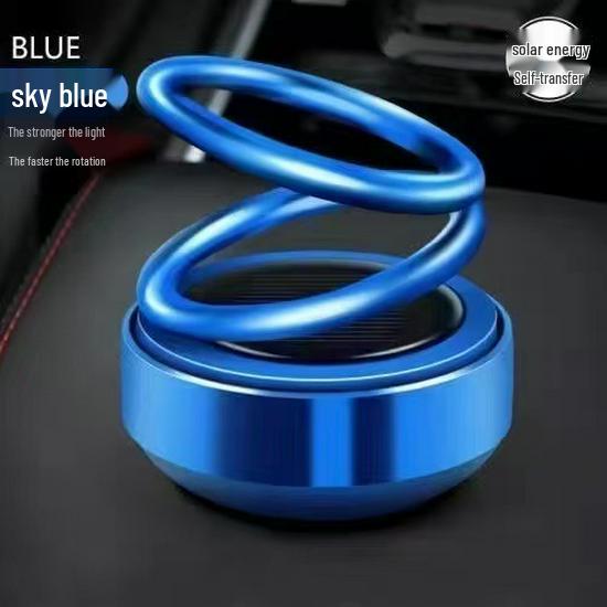 Solar-Powered Rotating Double Ring Aluminum Car Air Freshener and Interior Ornament