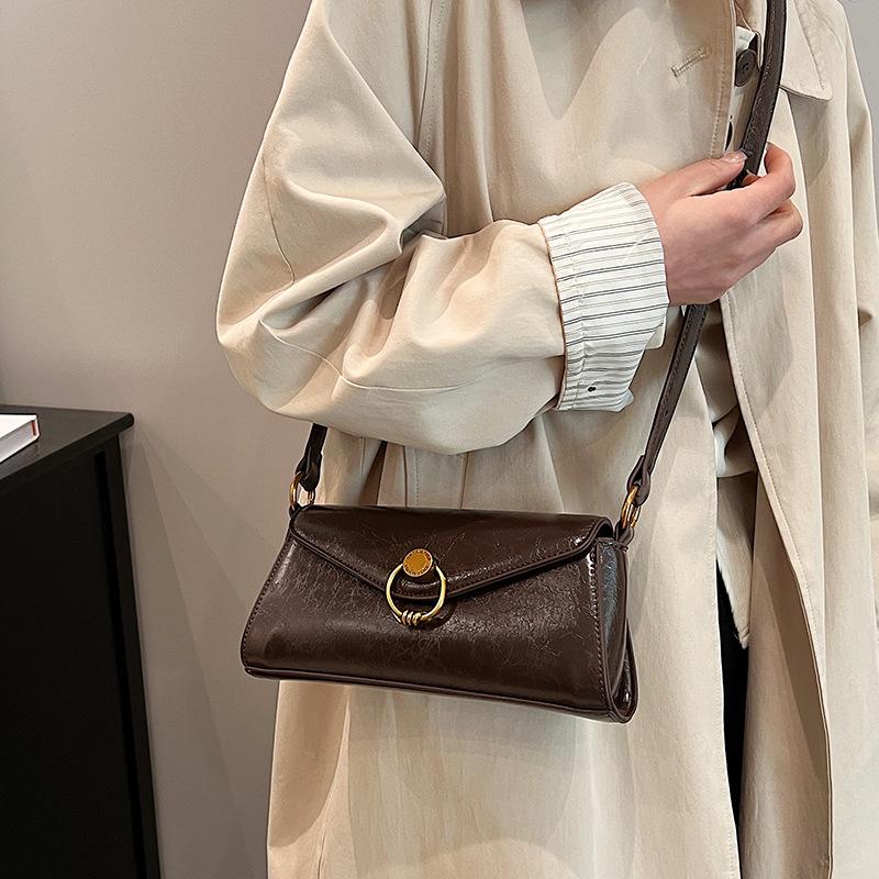 Korean Version of Foreign Style Small Bag, Baguette Women's Bag, Spring and Summer New One-shoulder Underarm Bag, Textured Foreign Style Crossbody Sma