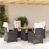 Vidaxl 5-Cz. Garden Furniture Set With Cushions, Black, Poly Rattan
