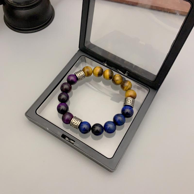 JYL TS Bracelet  Three-eyed Heavenly Bead Style Brings Sacred Blessings Tiger eye stainless steelW 19cm ucla золотой