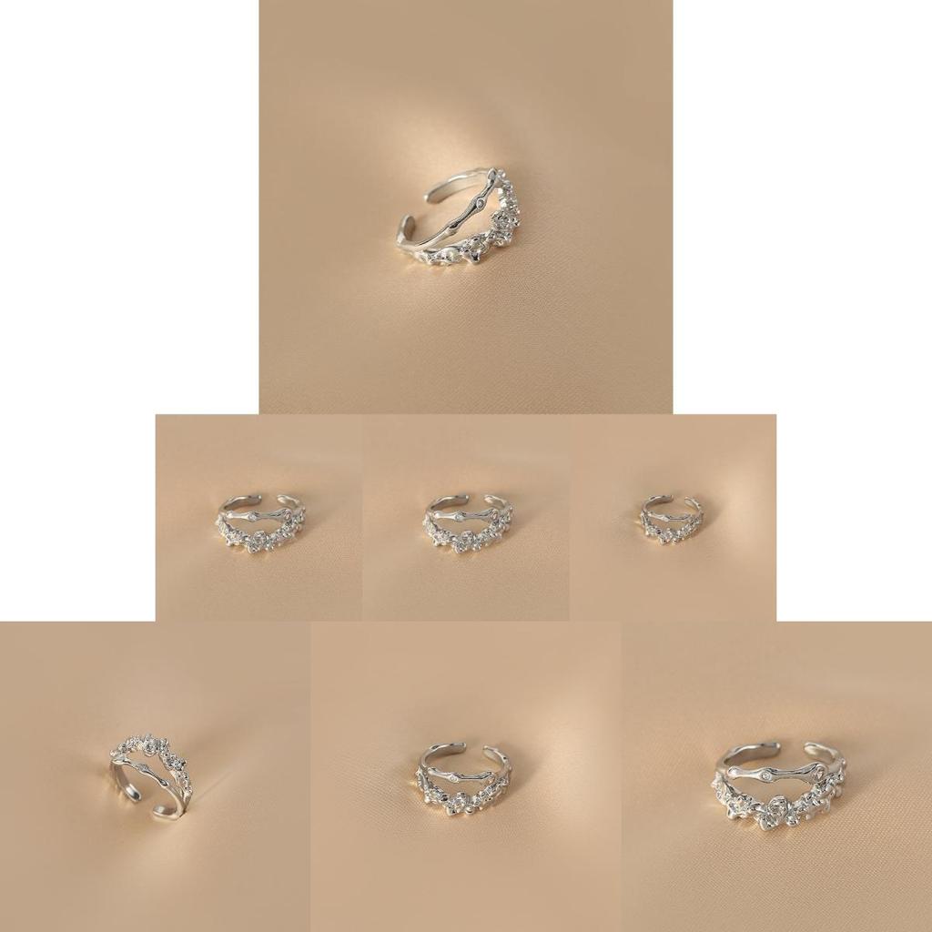 Elegant Korean Style Irregular Lava Ring For Women Adjustable Open Finger Ring