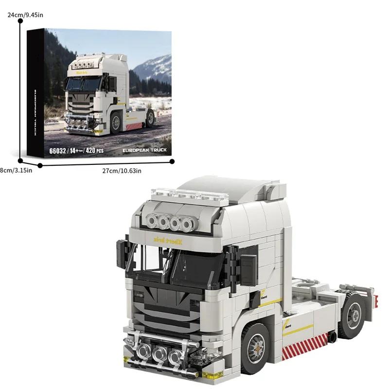421PCS European Truck Head Building Blocks Creative Connectable Container Trailer Model Bricks Desktop Decoration Kids Toys Gift