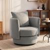 Accent Chair with 360 degrees Swivel Base, Leisure Club Chair in Linen Fabric with Cushion in Light Grey