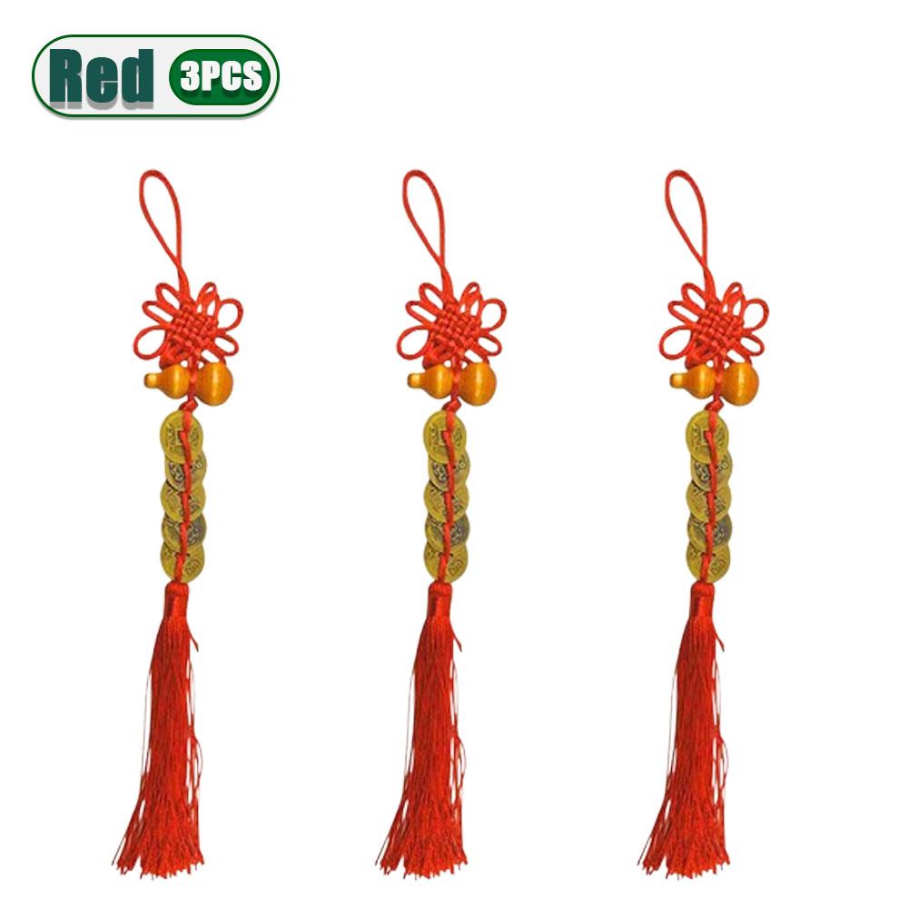 1-20PCS Wooden Gourd Copper Five Emperor Coin Pendant Chinese Knot Tassel Lucky Charm Auspicious Knot Home Decor Pendant